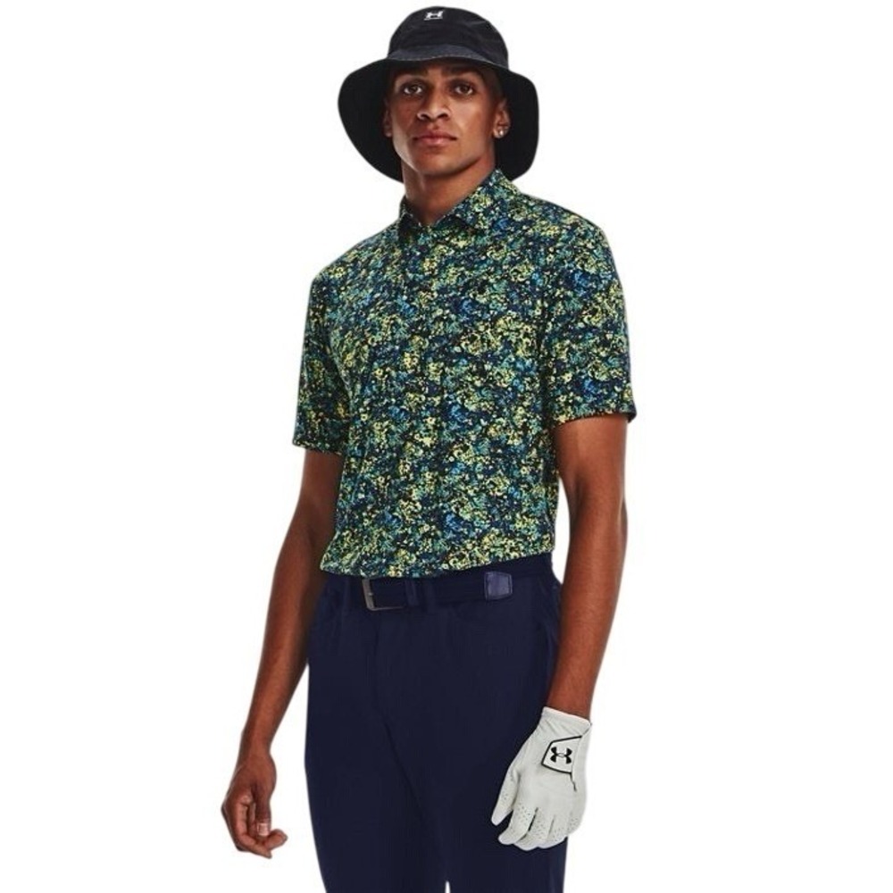 Under Armour UA Playoff 3.0 Polo Shirt Mens Sz S Artsy Printed Golf Performance